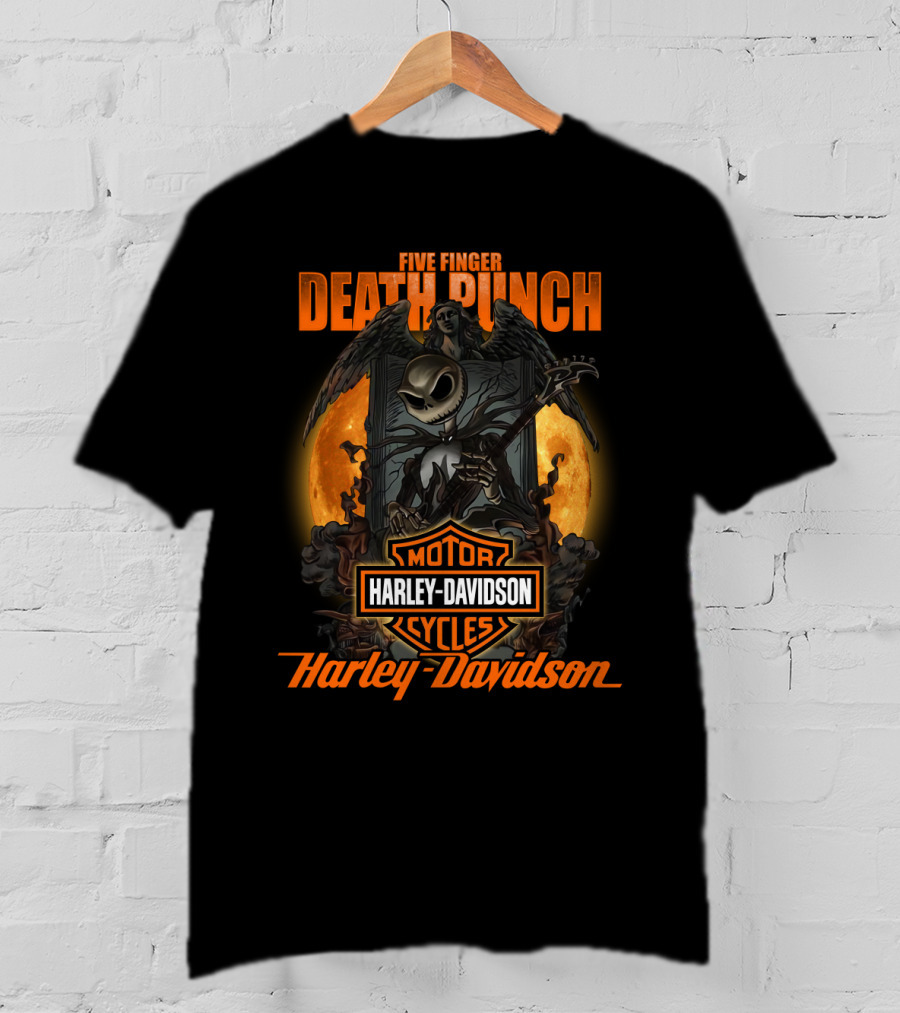 Five Finger Death Punch Harley Davidson Motorcycles Skeleton Reaper T-Shirt