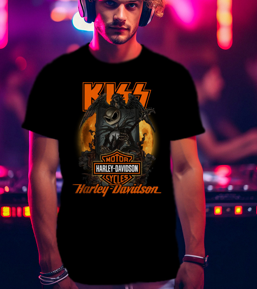 Kiss Harley Davidson Nightmare Before Christmas Crossover T-Shirt