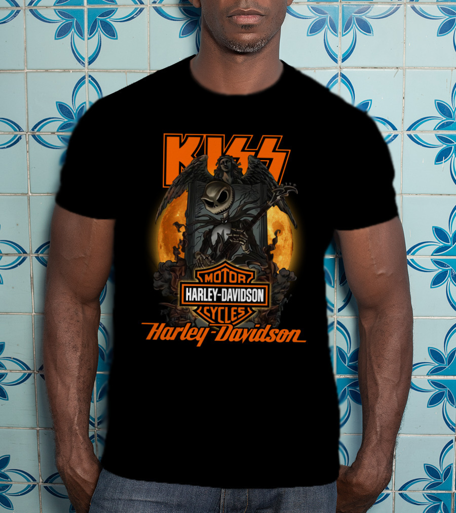Kiss Harley Davidson Nightmare Before Christmas Crossover T-Shirt