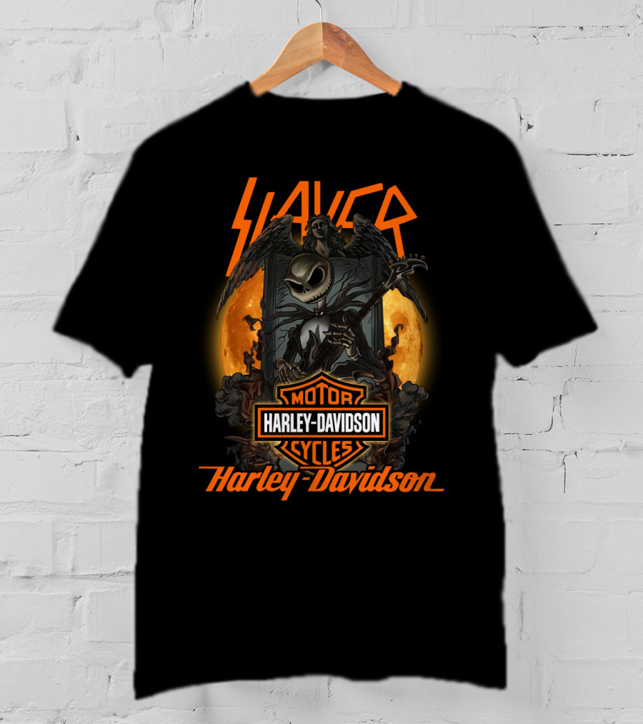 Slayer Harley Davidson Motor Cycles Halloween Crossover T-Shirt