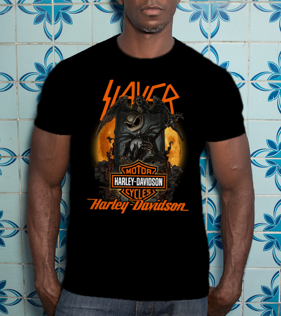 Slayer Harley Davidson Motor Cycles Halloween Crossover T-Shirt