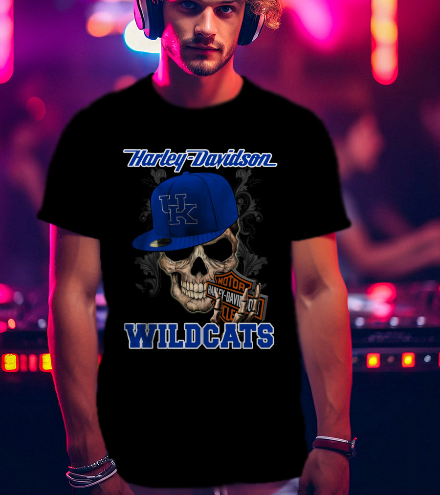 Harley Davidson Skull Kentucky Wildcats T-Shirt