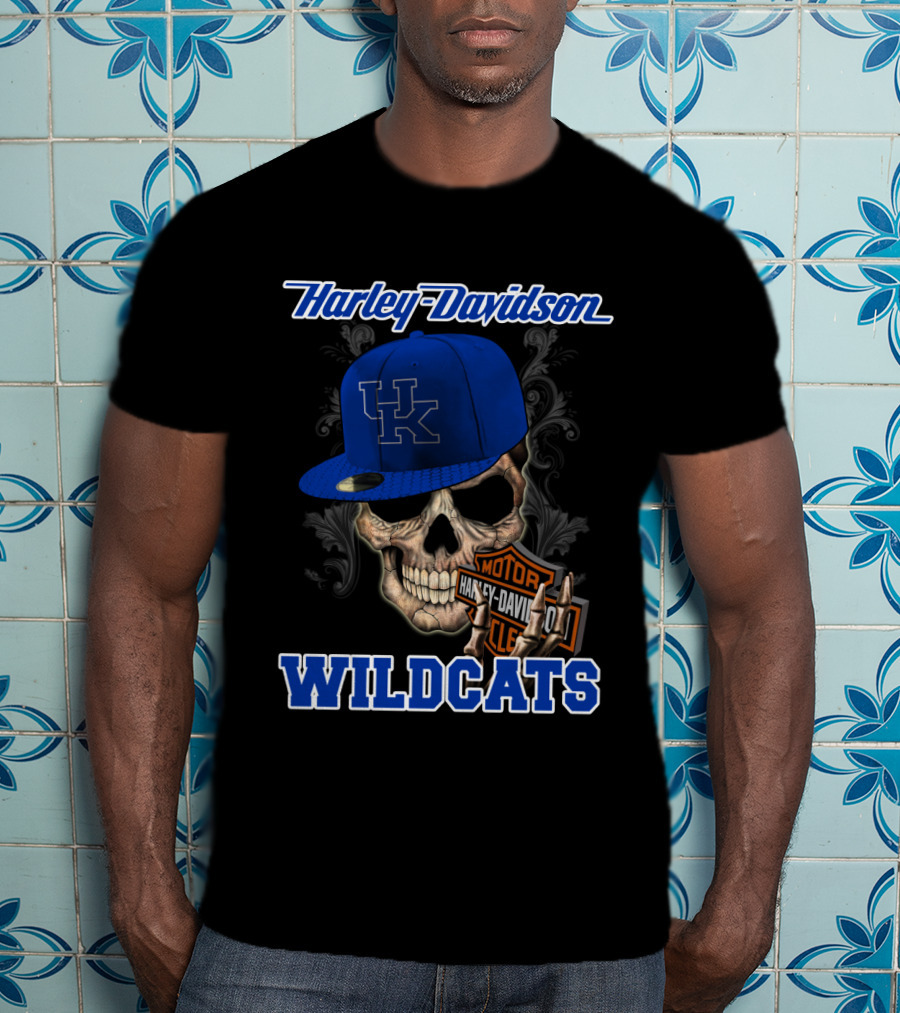 Harley Davidson Skull Kentucky Wildcats T-Shirt