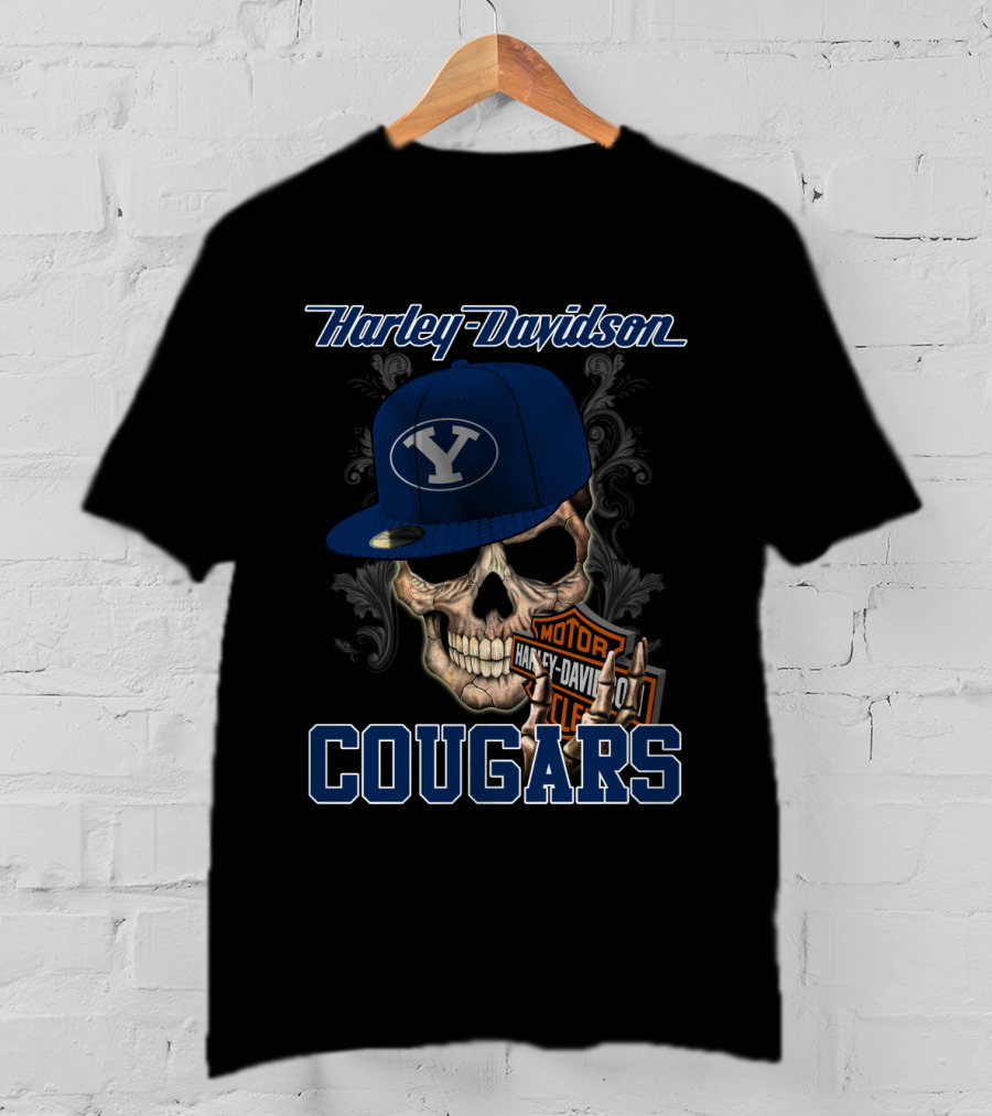 Harley Davidson Skull Byu Cougars Cap T-Shirt