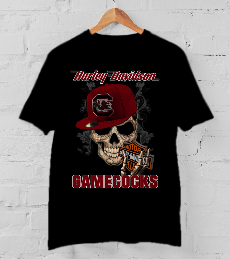 Harley Davidson Skull Logo South Carolina Gamecocks T-Shirt