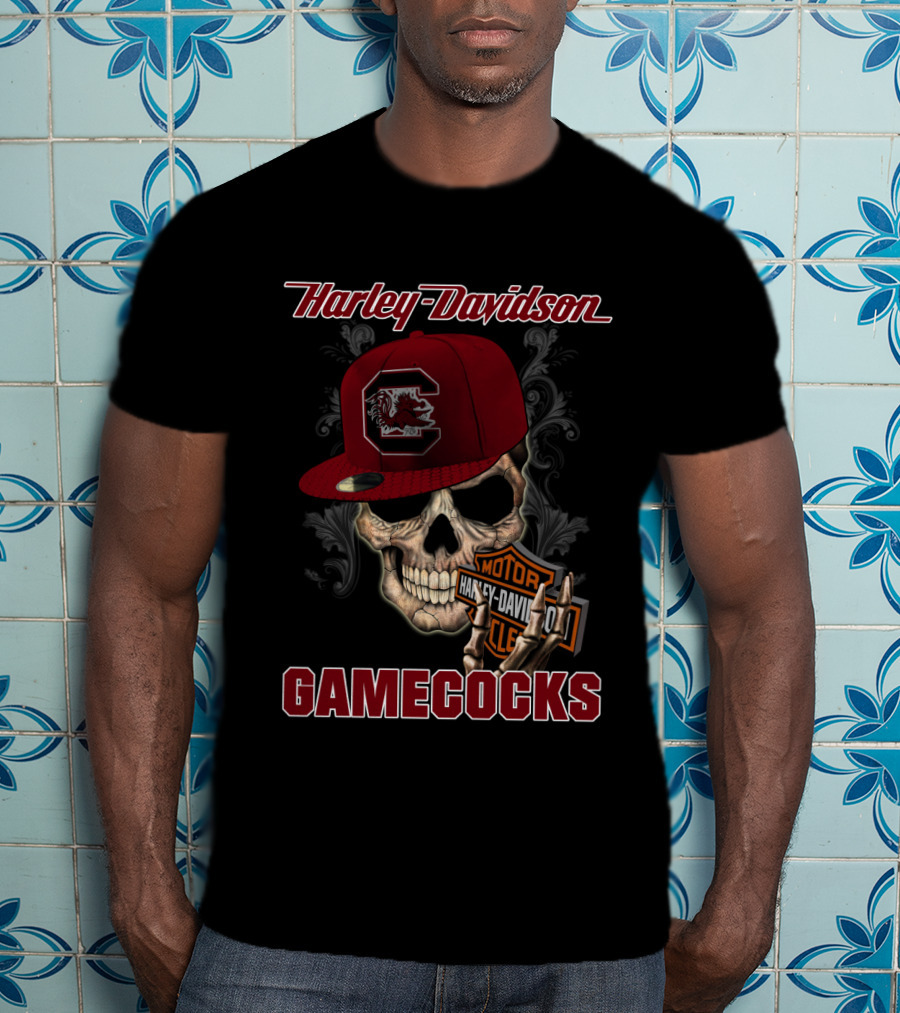 Harley Davidson Skull Logo South Carolina Gamecocks T-Shirt