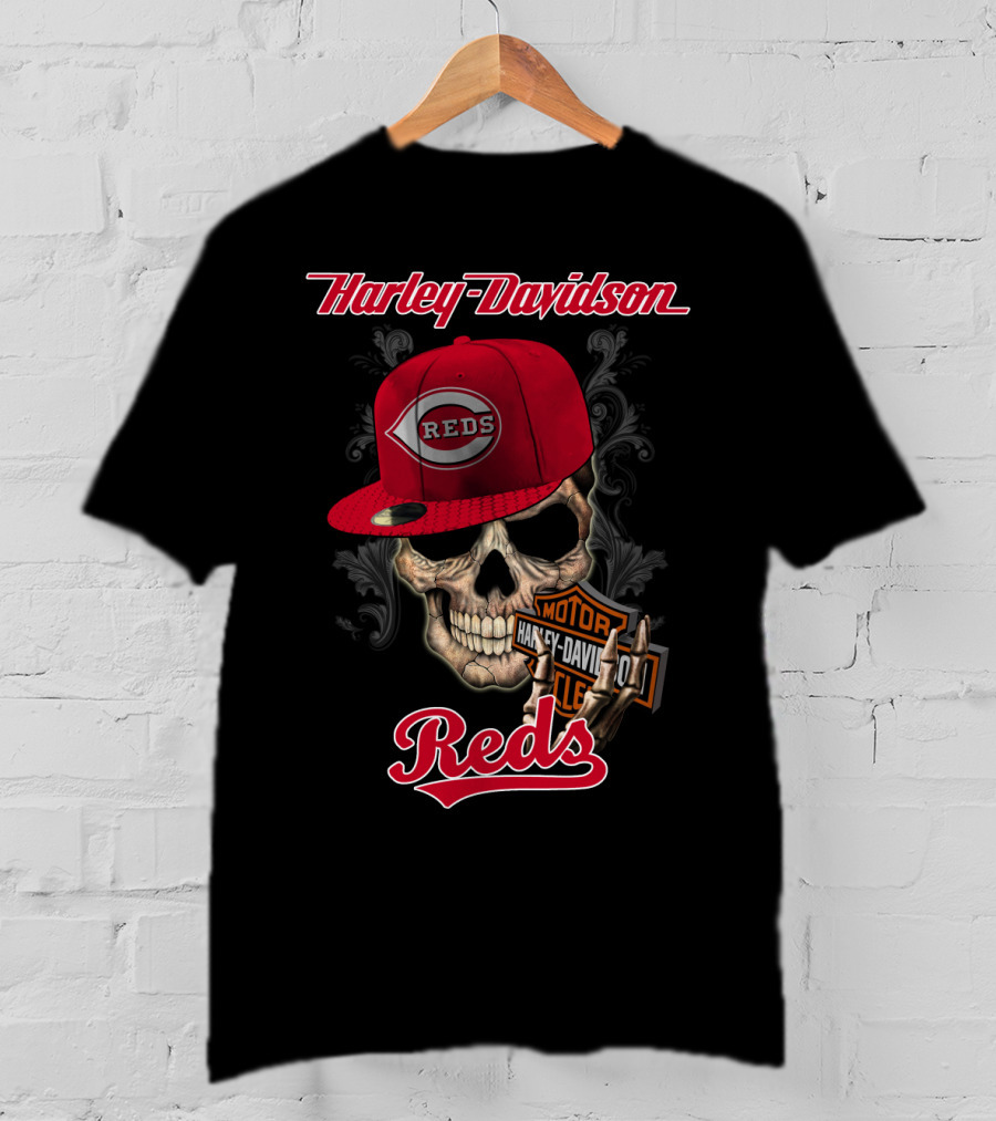 Harley Davidson Skull Reds Hat Cincinnati Reds T-Shirt