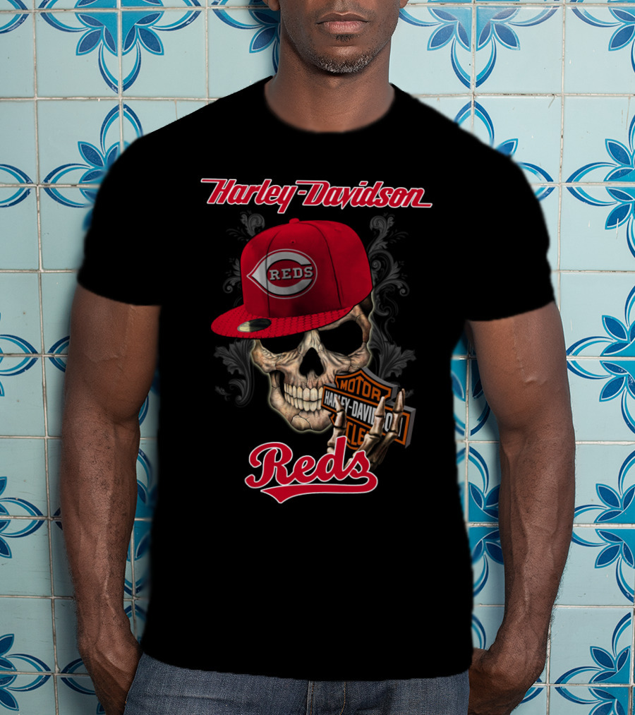 Harley Davidson Skull Reds Hat Cincinnati Reds T-Shirt