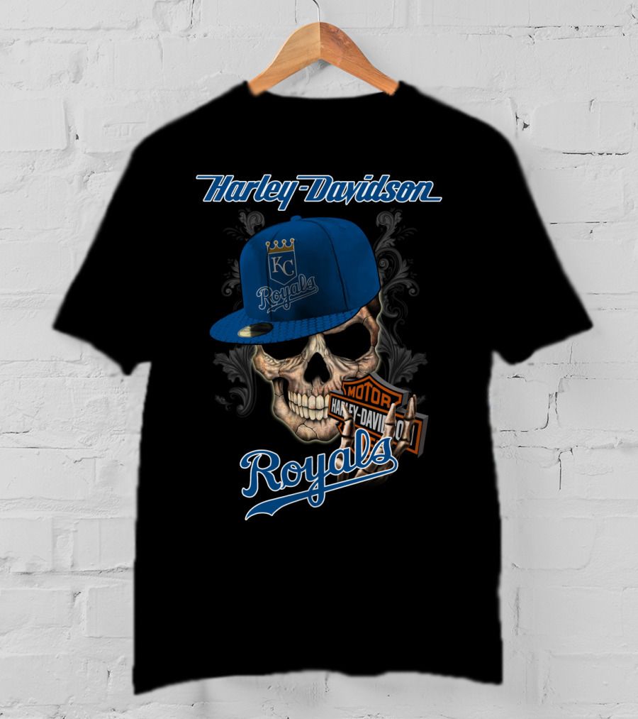 Harley Davidson Kc Royals Skull Hat T-Shirt