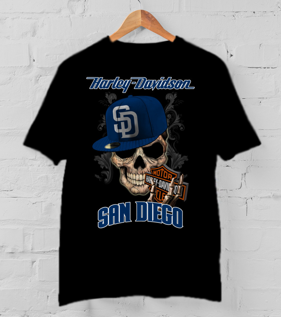 Harley Davidson Skull Sd Cap San Diego T-Shirt