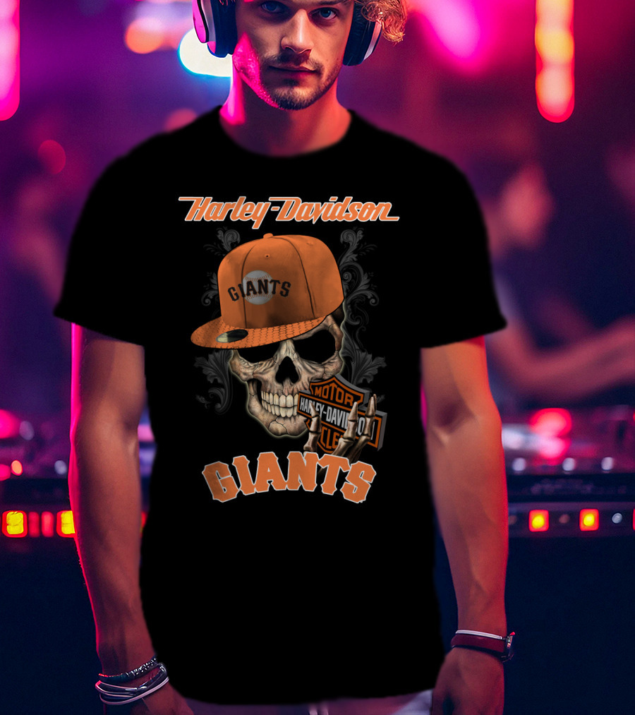 Harley Davidson Giants Skull Cap Motor San Francisco T-Shirt