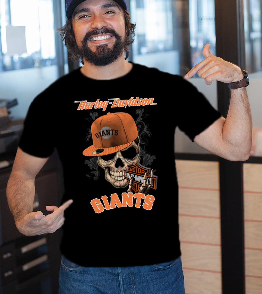 Harley Davidson Giants Skull Cap Motor San Francisco T-Shirt