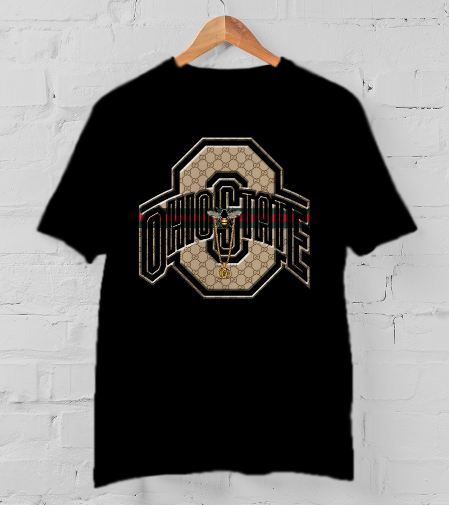 Guci NCAA Ohio State Buckeyes Classic O Logo With Bee And Stripe T-Shirt