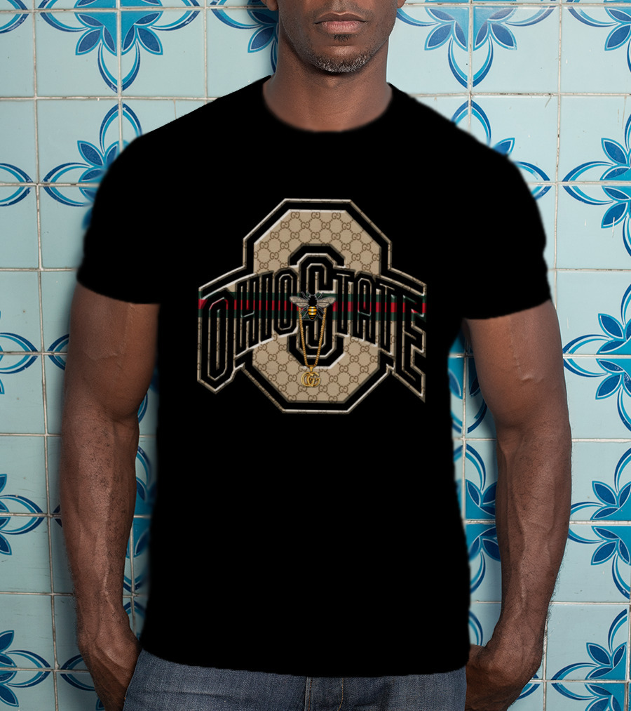Guci NCAA Ohio State Buckeyes Classic O Logo With Bee And Stripe T-Shirt