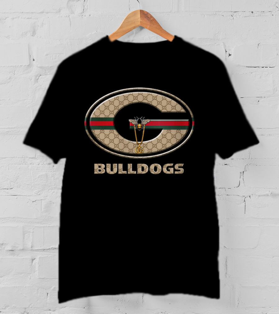 Guci NCAA Georgia Bulldogs Logo With Bee And Stripe T-Shirt