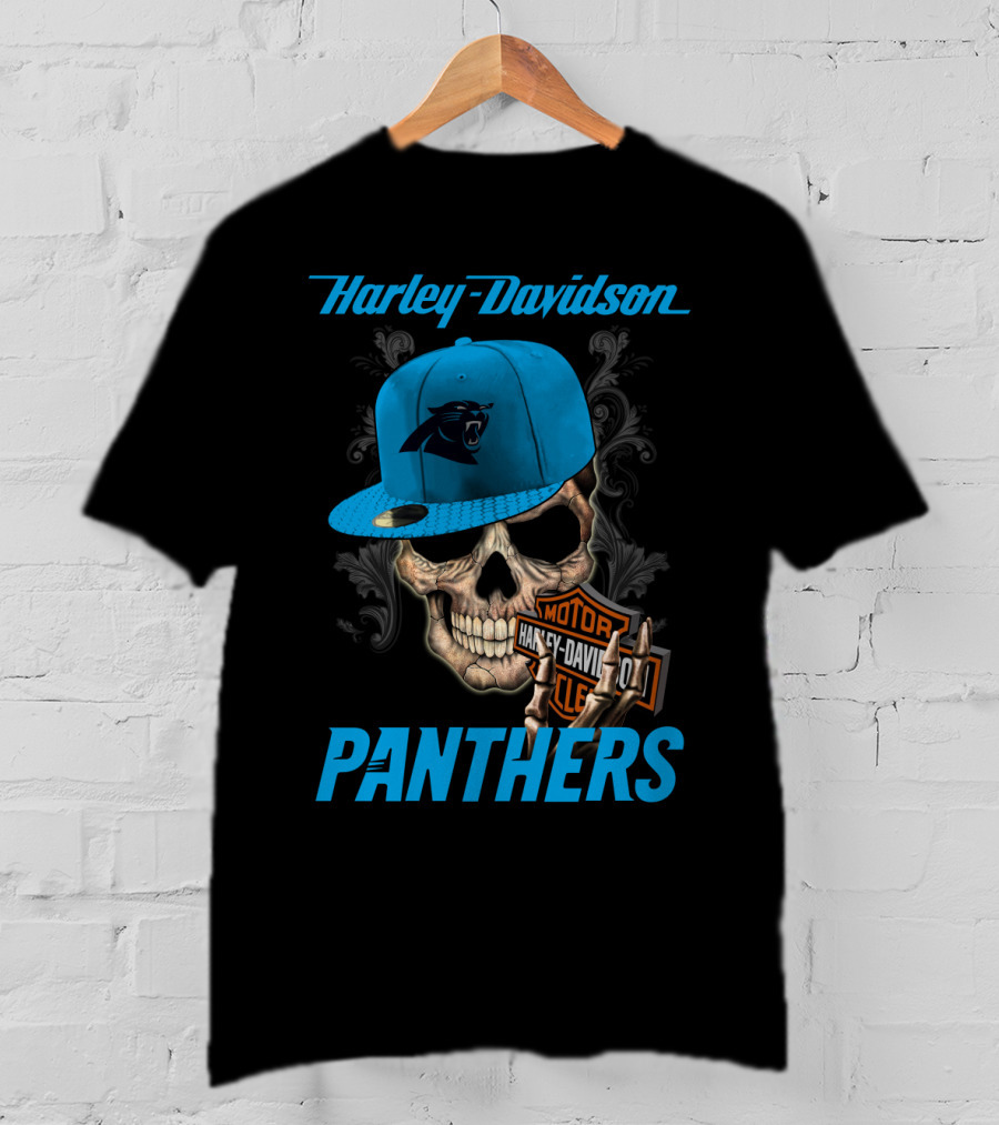 Harley Davidson Skull Carolina Panthers T-Shirt