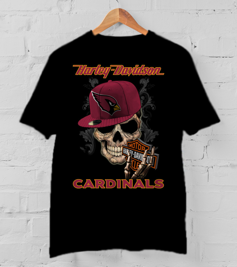 Harley Davidson Skull Arizona Cardinals Hat T-Shirt