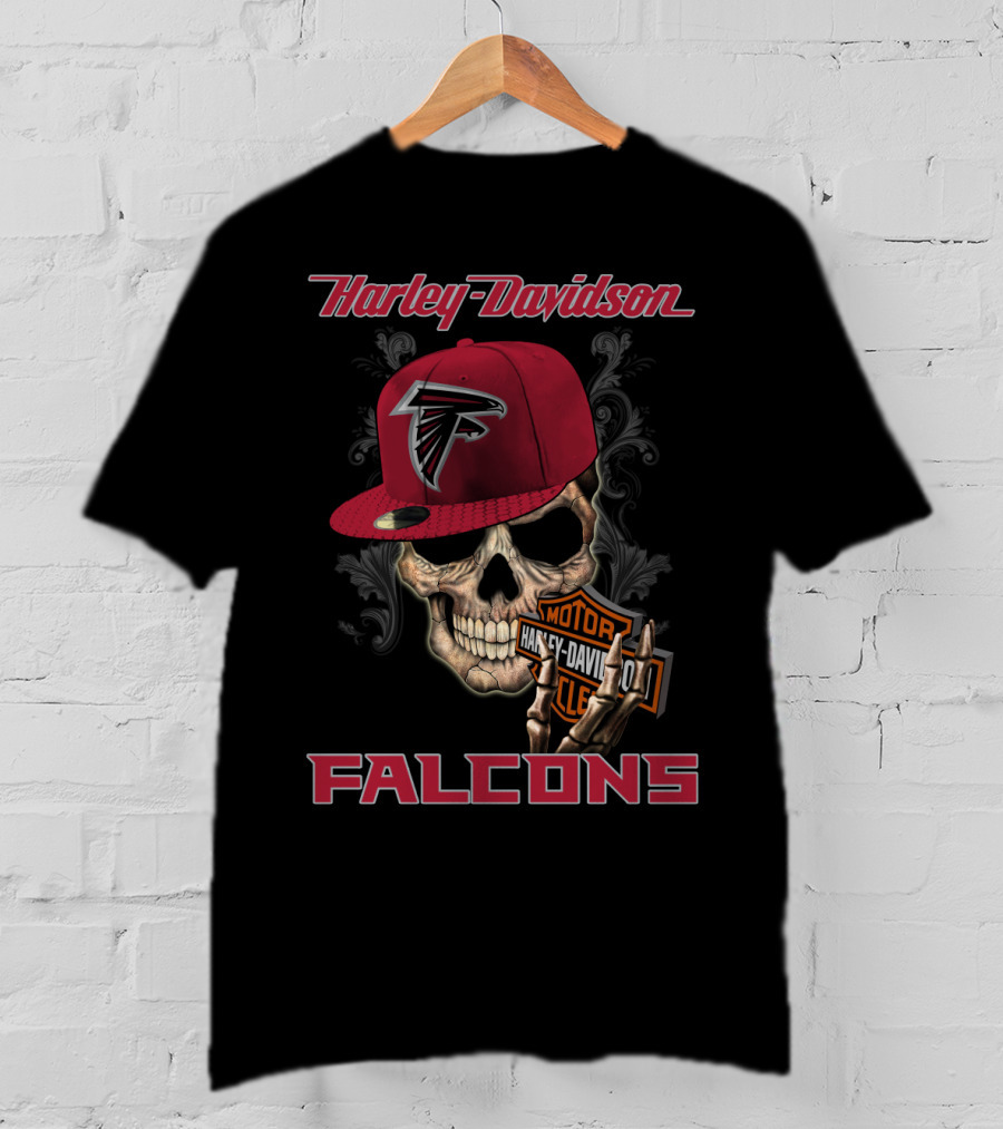 Harley Davidson Atlanta Falcons Skull Moto T-Shirt