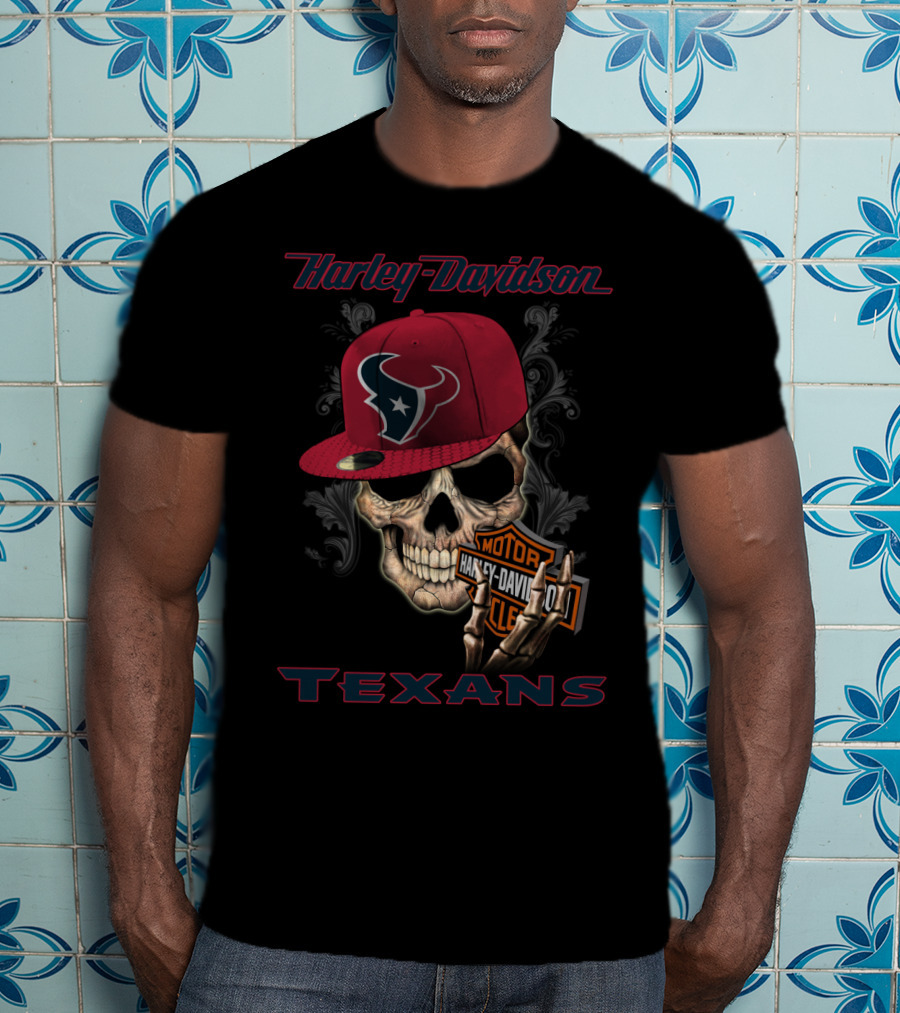 Harley Davidson Skull Houston Texans T-Shirt