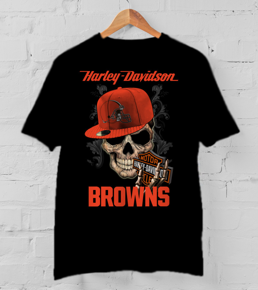 Harley Davidson Skull Cleveland Browns T-Shirt