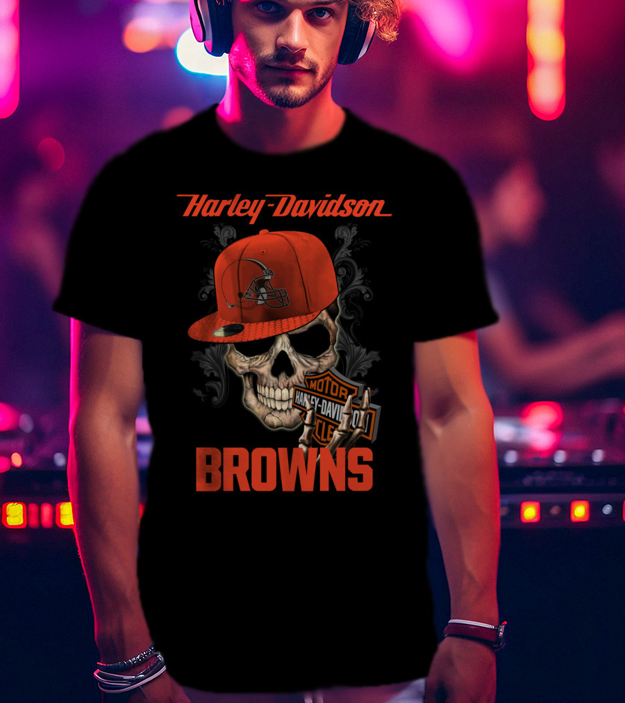 Harley Davidson Skull Cleveland Browns T-Shirt