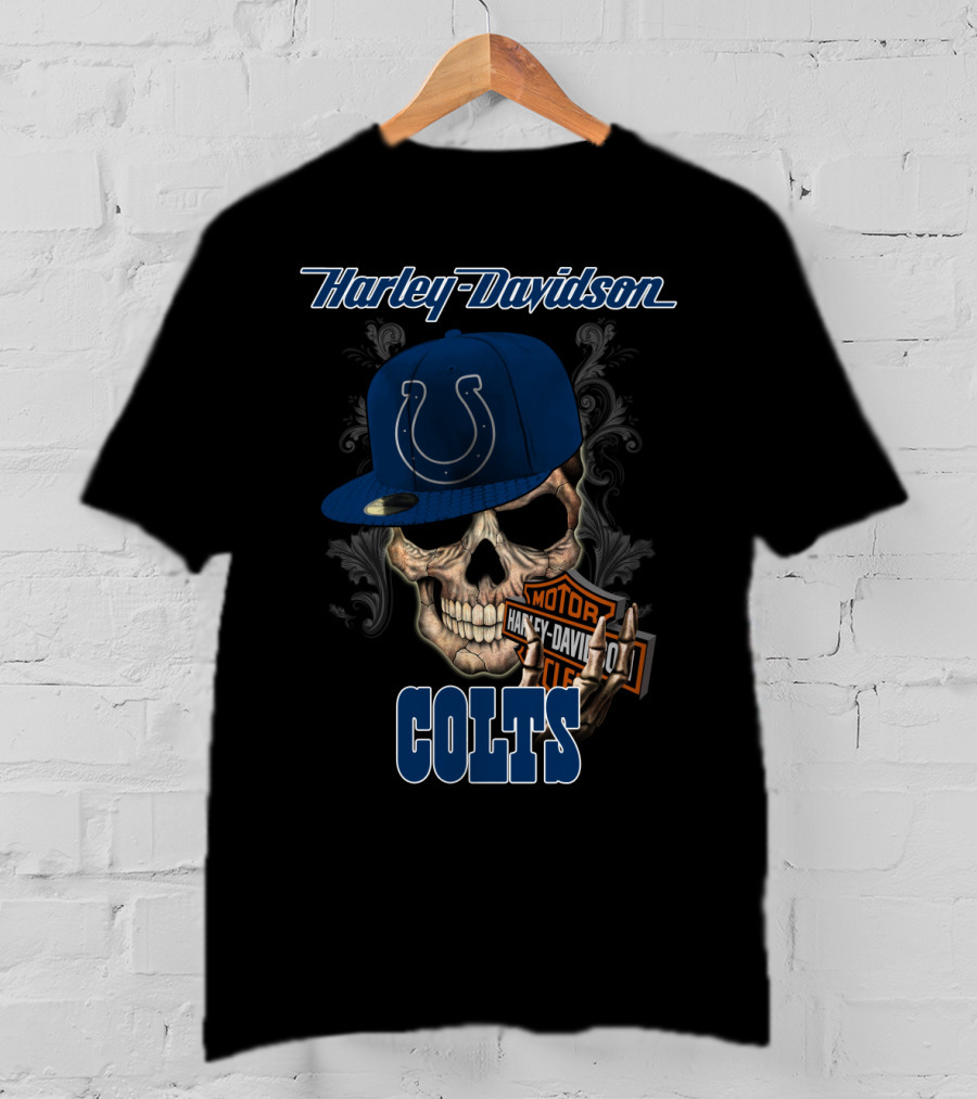 Harley Davidson Colts Skull Indianapolis T-Shirt
