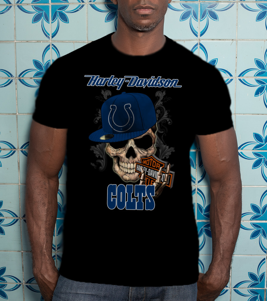 Harley Davidson Colts Skull Indianapolis T-Shirt