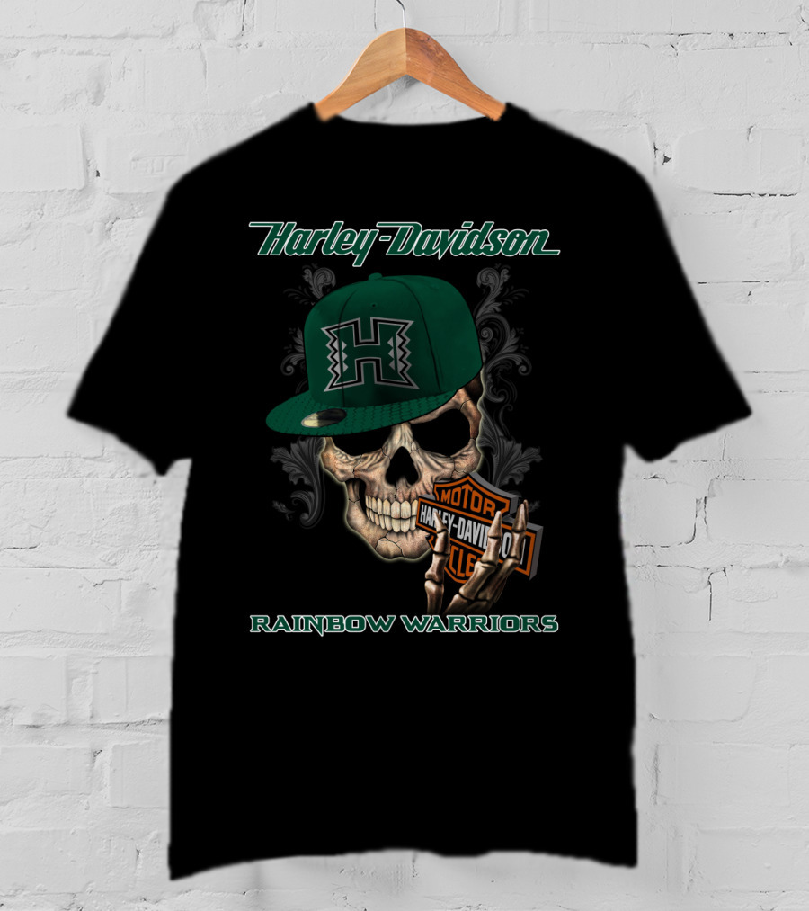 Harley Davidson Skull H Hawaii Rainbow Warriors T-Shirt