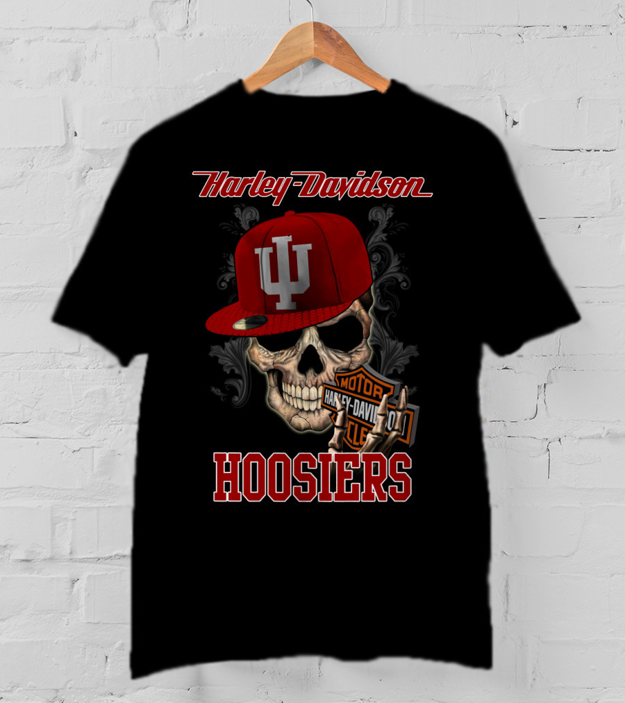 Harley Davidson Indiana Hoosiers Skull Hat Motor Classic T-Shirt