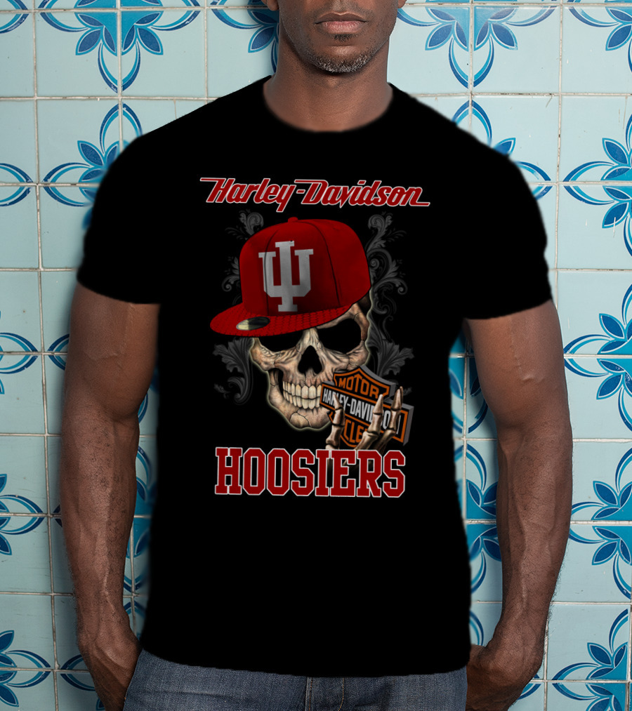 Harley Davidson Indiana Hoosiers Skull Hat Motor Classic T-Shirt