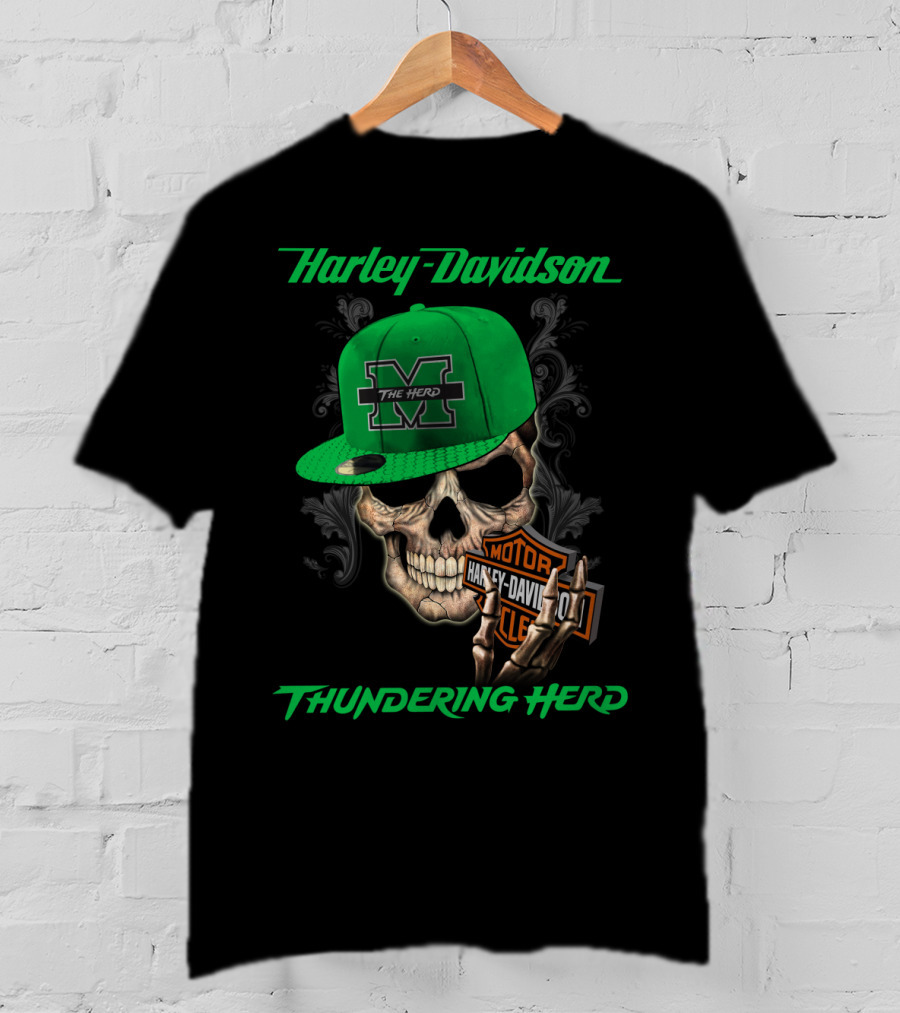 Harley Davidson Skull Thundering Herd The Herd Marshall M T-Shirt