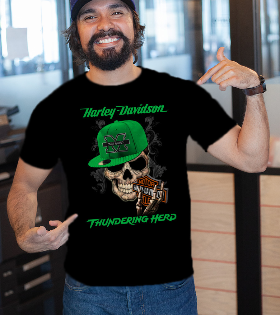 Harley Davidson Skull Thundering Herd The Herd Marshall M T-Shirt