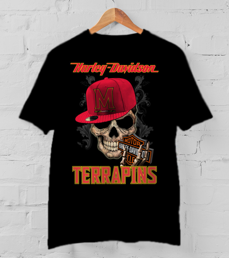 Harley Davidson Skull Maryland Terrapins T-Shirt