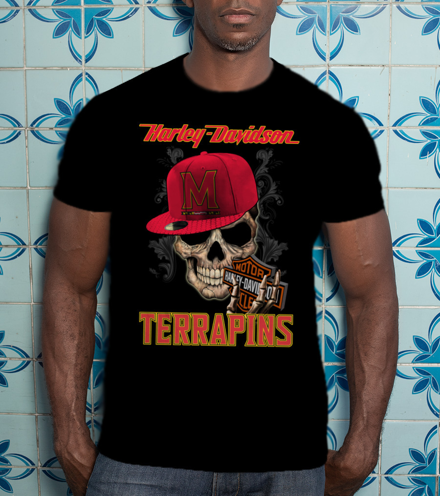 Harley Davidson Skull Maryland Terrapins T-Shirt