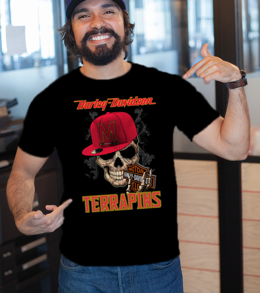 Harley Davidson Skull Maryland Terrapins T-Shirt