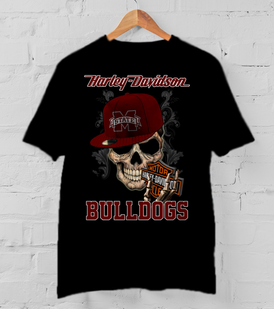 Harley Davidson Mississippi State Bulldogs Skull T-Shirt