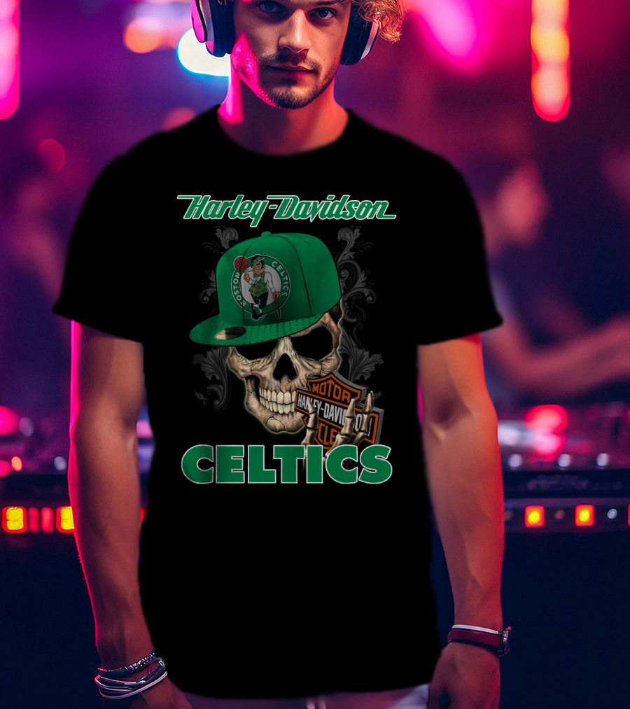 Harley Davidson Boston Celtics Skull Nba1 T-Shirt