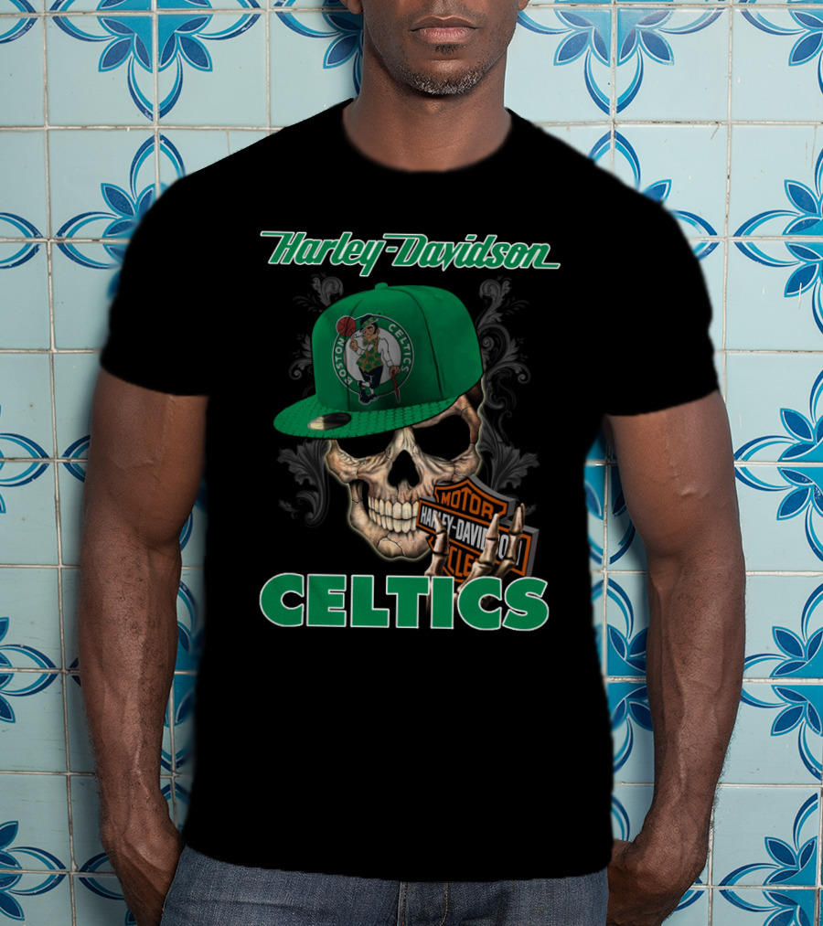 Harley Davidson Boston Celtics Skull Nba1 T-Shirt