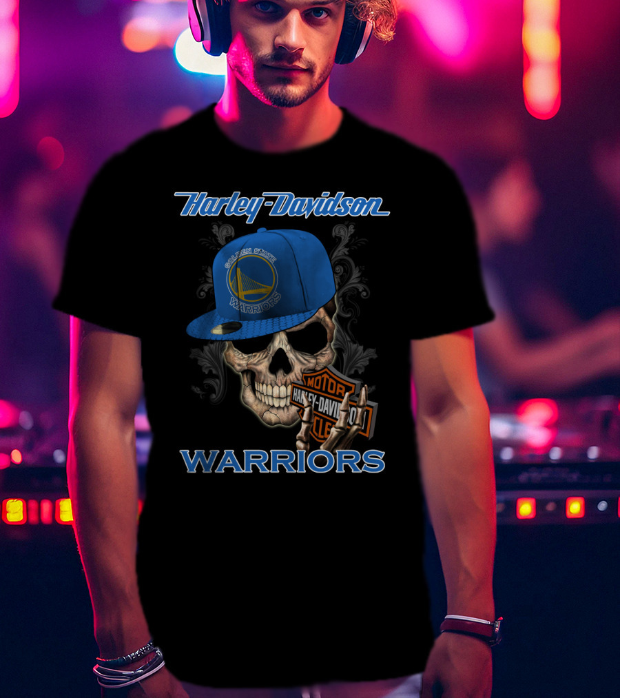 Harley Davidson Motor Skull Golden State Warriors T-Shirt