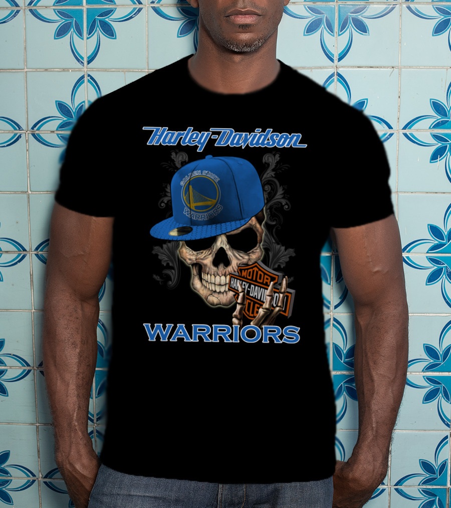 Harley Davidson Motor Skull Golden State Warriors T-Shirt