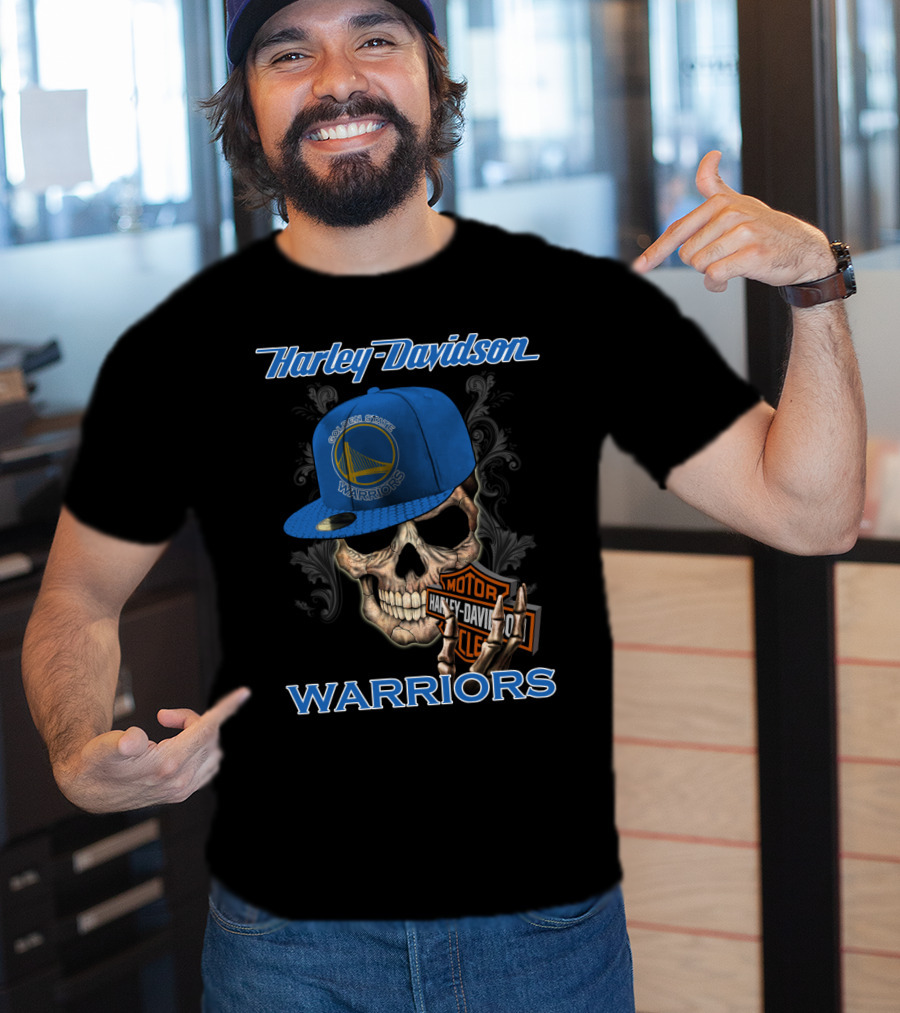 Harley Davidson Motor Skull Golden State Warriors T-Shirt