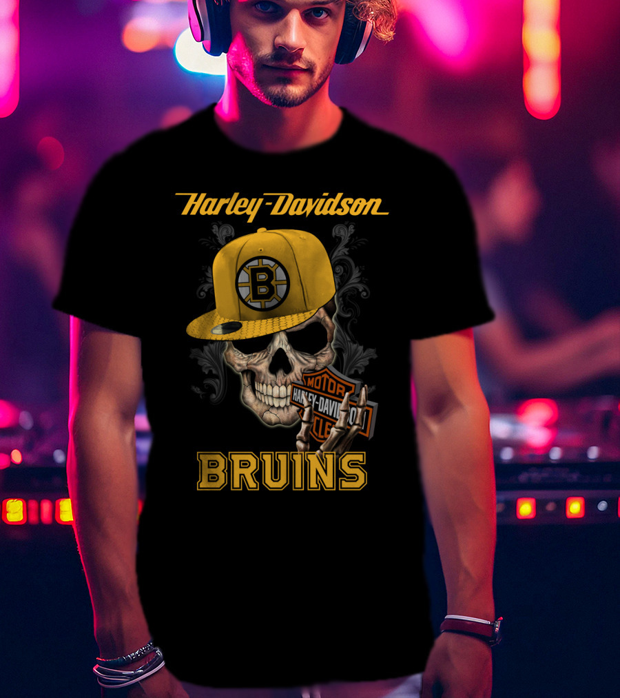 Harley Davidson Skull Boston Bruins T-Shirt