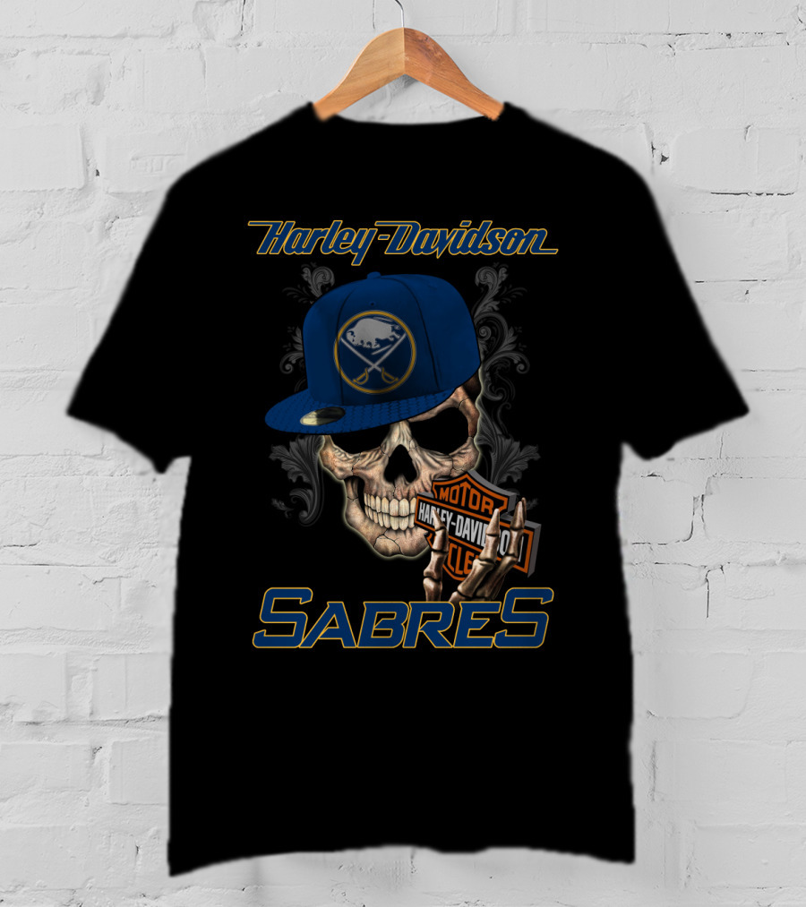 Harley Davidson Buffalo Sabres Skull Hl Nhl1 T-Shirt