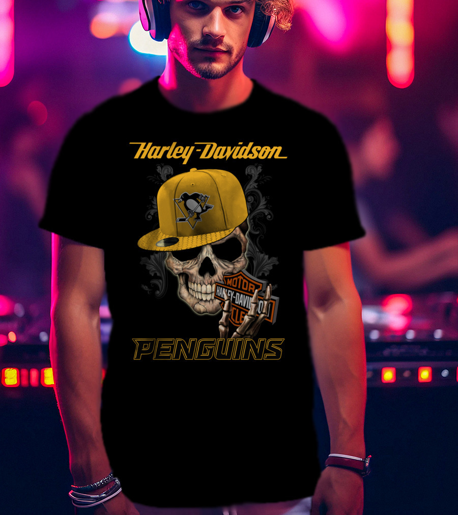 Harley Davidson Pittsburgh Penguins Skull Nhl1 T-Shirt