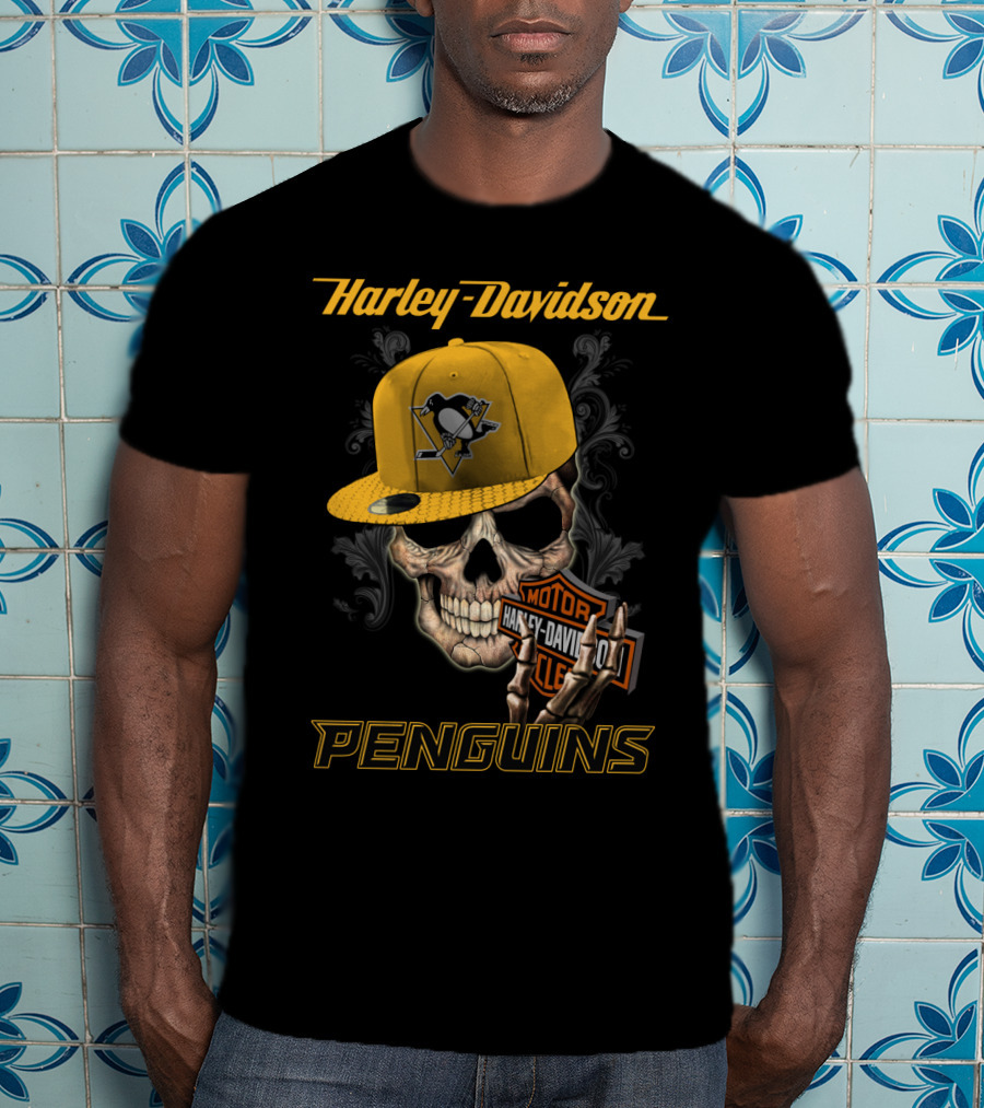 Harley Davidson Pittsburgh Penguins Skull Nhl1 T-Shirt