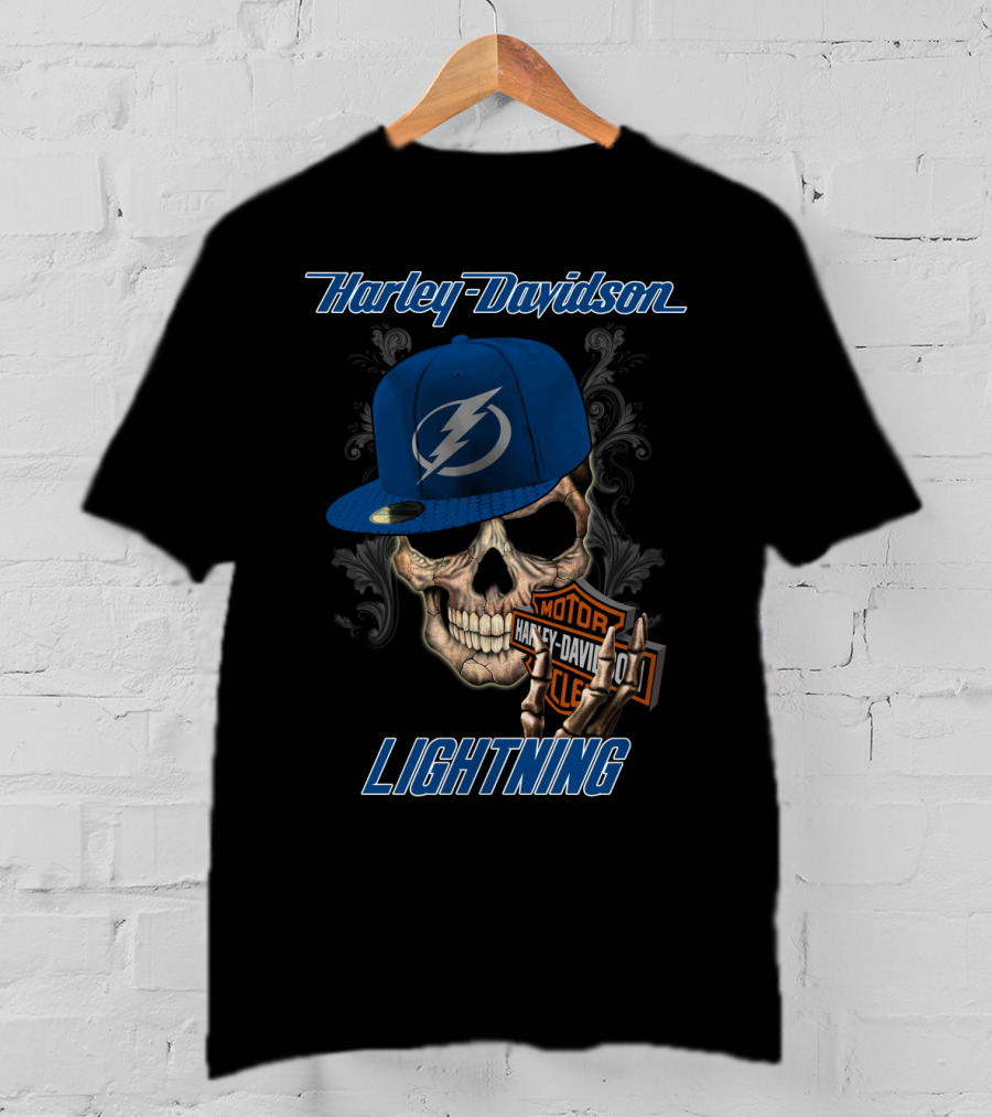 Harley Davidson Lightning Skull Tampa Bay Nhl T-Shirt