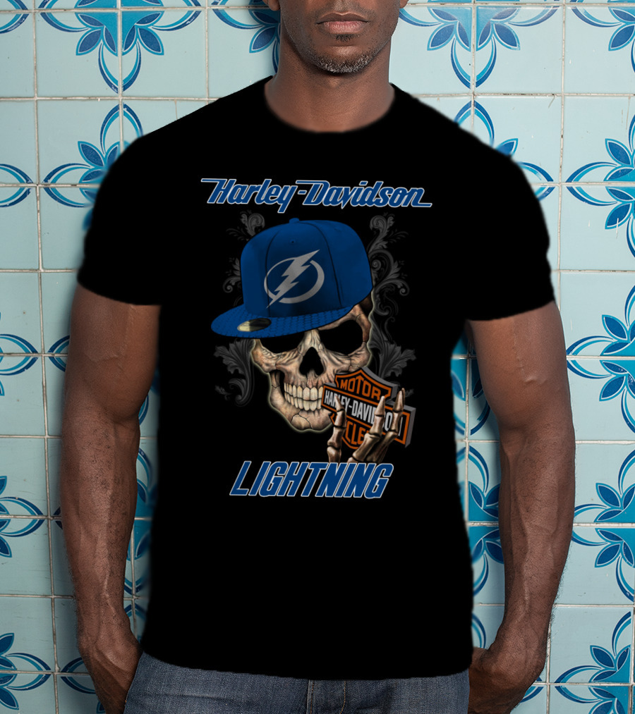 Harley Davidson Lightning Skull Tampa Bay Nhl T-Shirt