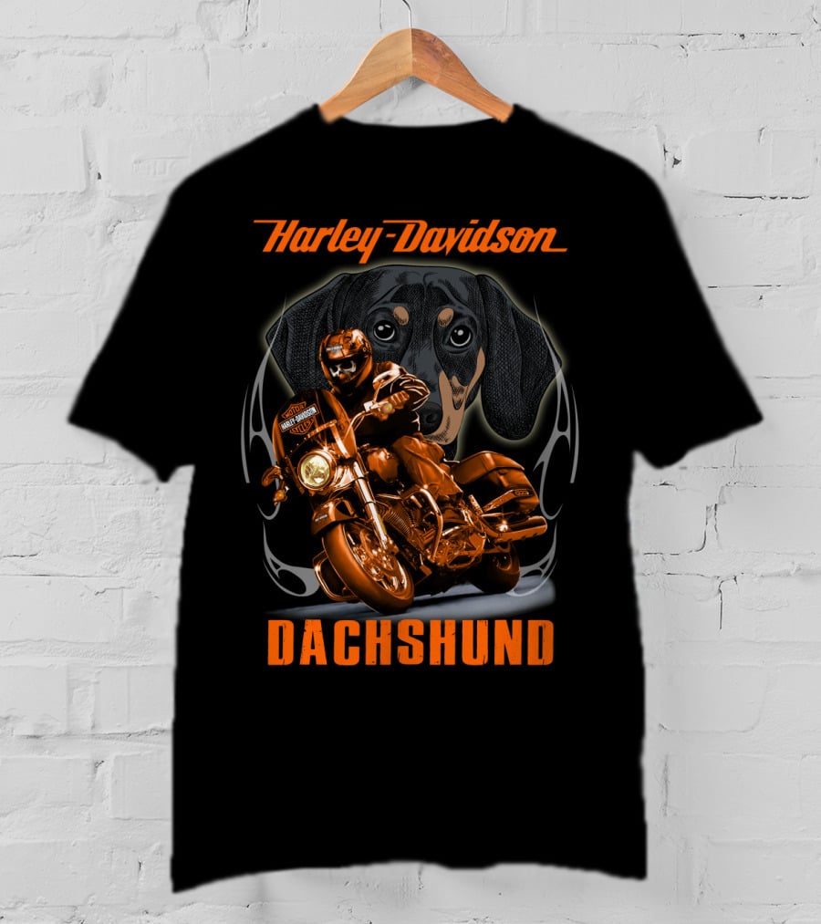 Harley Davidson Dachshund Motorcycle Rider T-Shirt