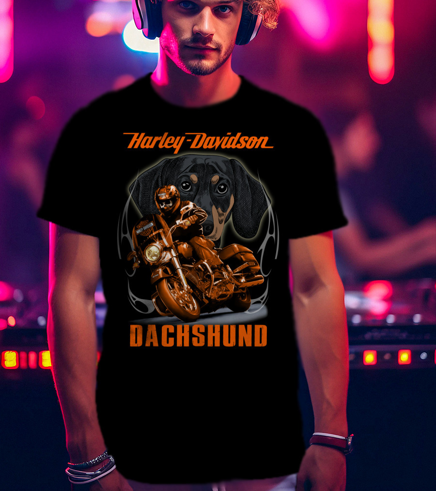 Harley Davidson Dachshund Motorcycle Rider T-Shirt