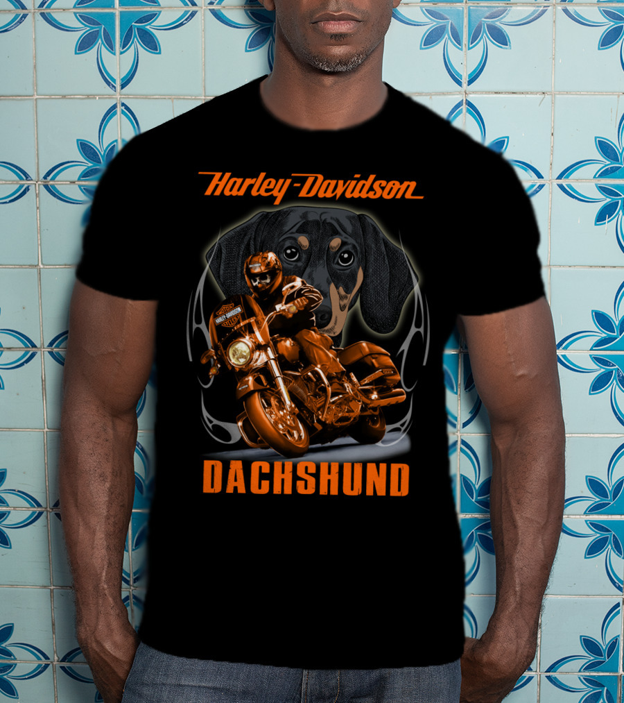 Harley Davidson Dachshund Motorcycle Rider T-Shirt